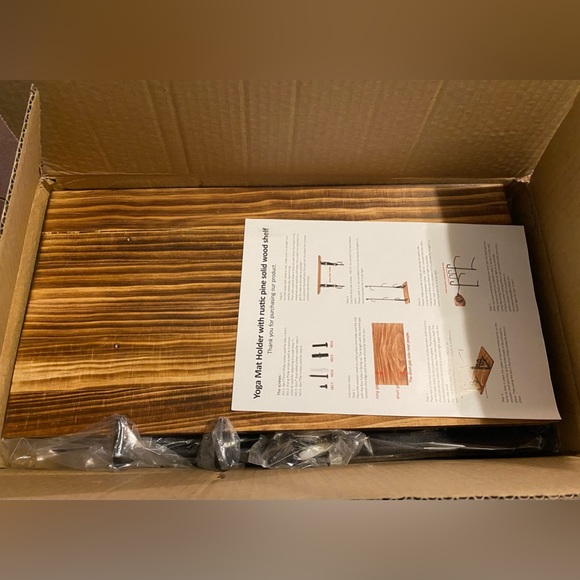 Yoga Mat Holder w/Shelf & Hooks Wall Mount Workout Gym Accessories Storage Rack - Picture 10 of 11